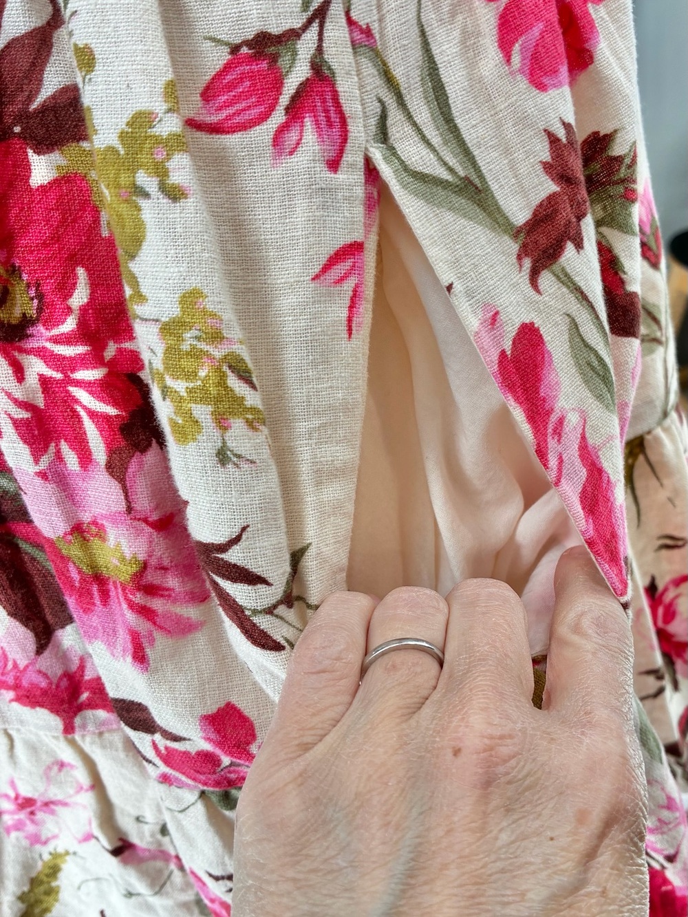 Abercrombie Floral Smocked Waist Linen Blend Flutter Sleeve Tiered Mini Dress SP - Picture 13 of 13